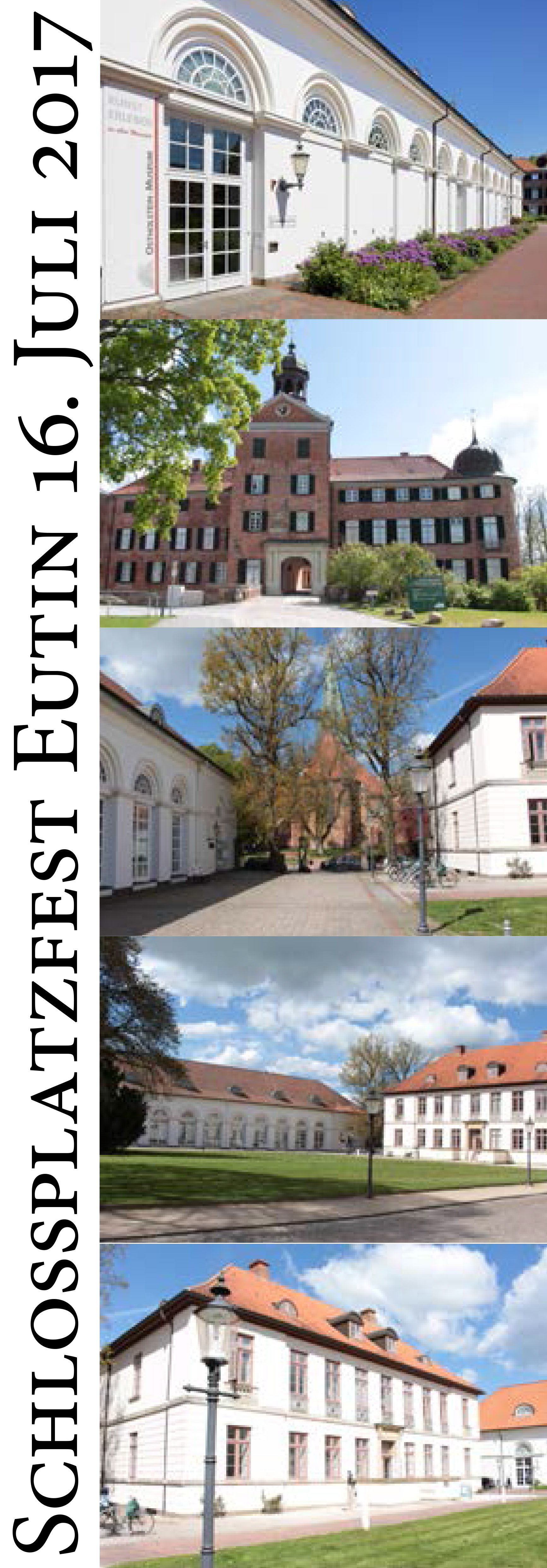 Flyer zum Eutiner Schlossplatzfest von 2017, gestaltet von allen fünf am Eutiner Schlossplatz tätigen Kultureinrichtungen.